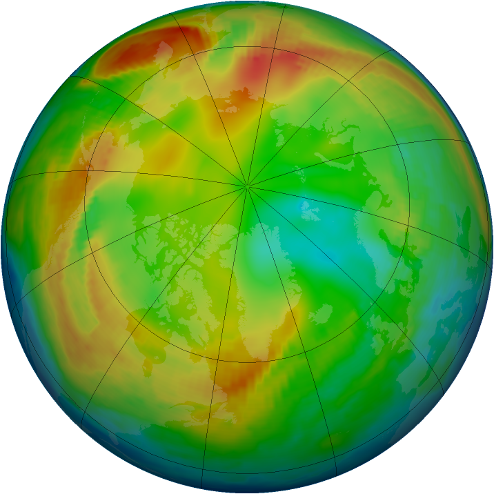 Arctic ozone map for 24 January 1997